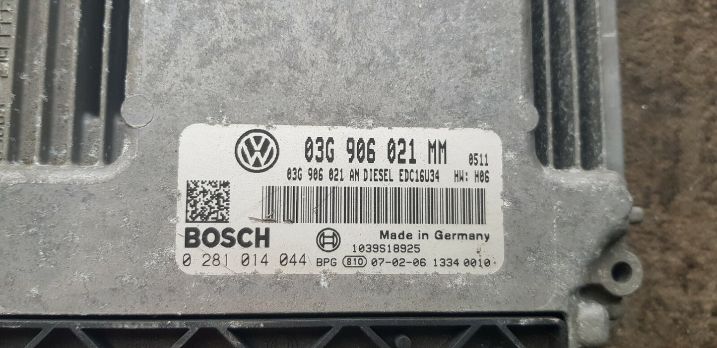 VW Touran Motorsteuergerät Steuergerät 03G906021MM 0281014044 mit PIN CODE