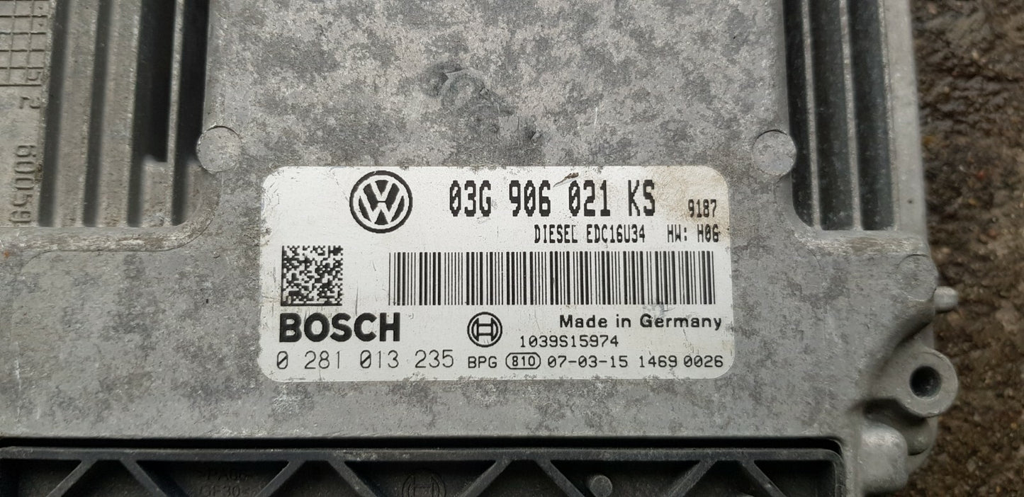 VW Golf Motorsteuergerät Steuergerät 03G906021KS 0281013235 mit PIN CODE
