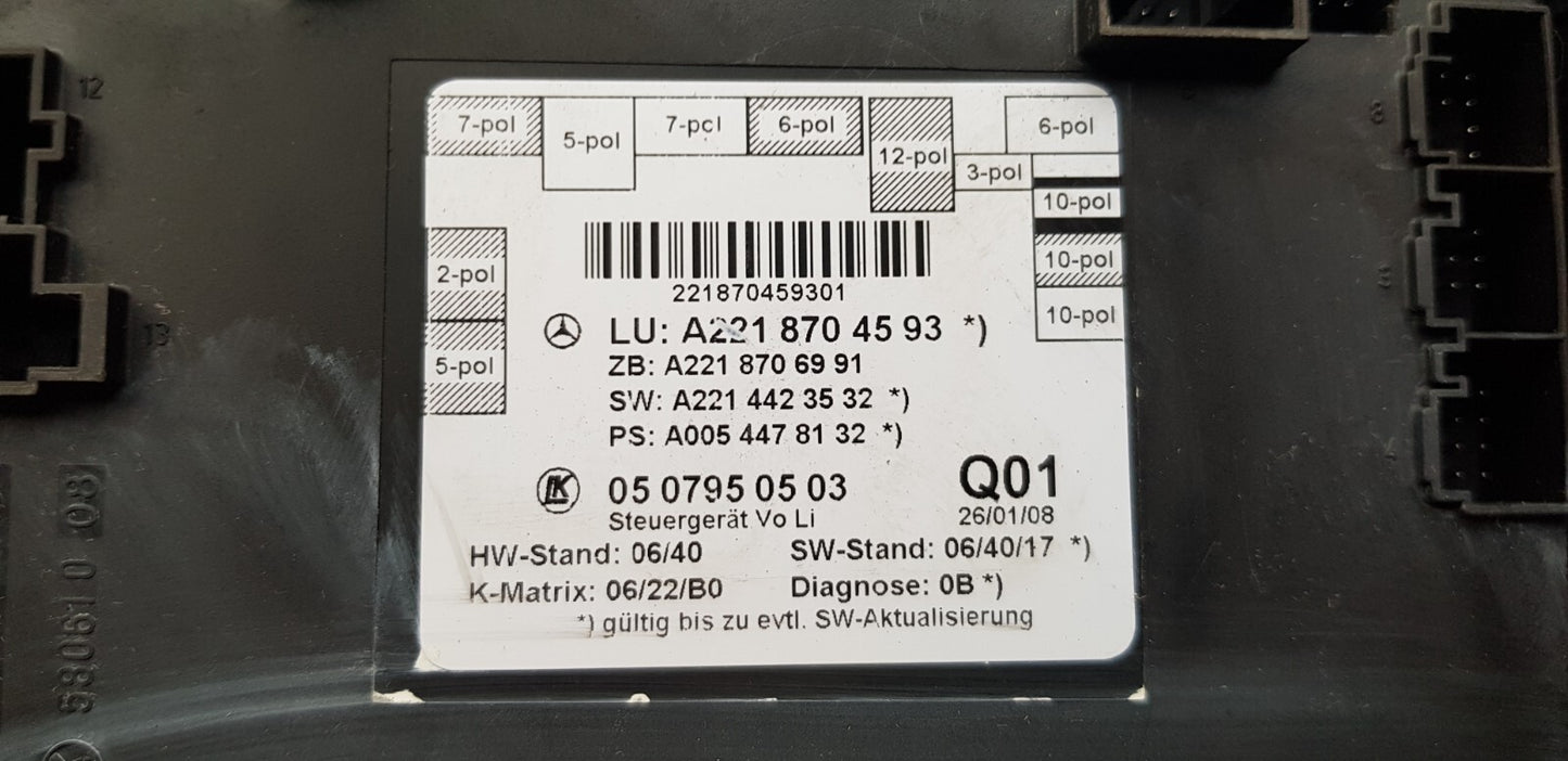 Mercedes W221 Steuergerät A 2218704593 A 2218706991