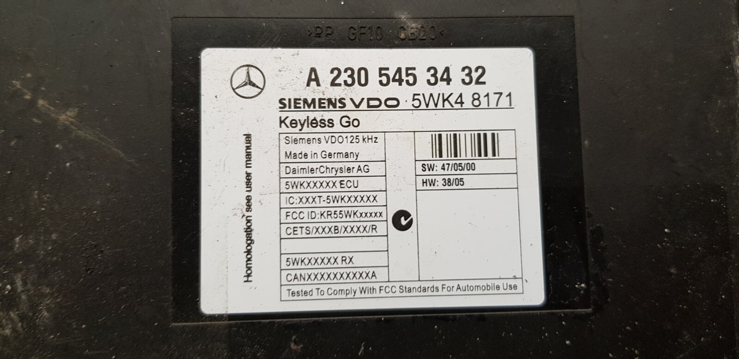 Mercedes R230 Keyless Go Steuergerät A 2305453432 5WK48171