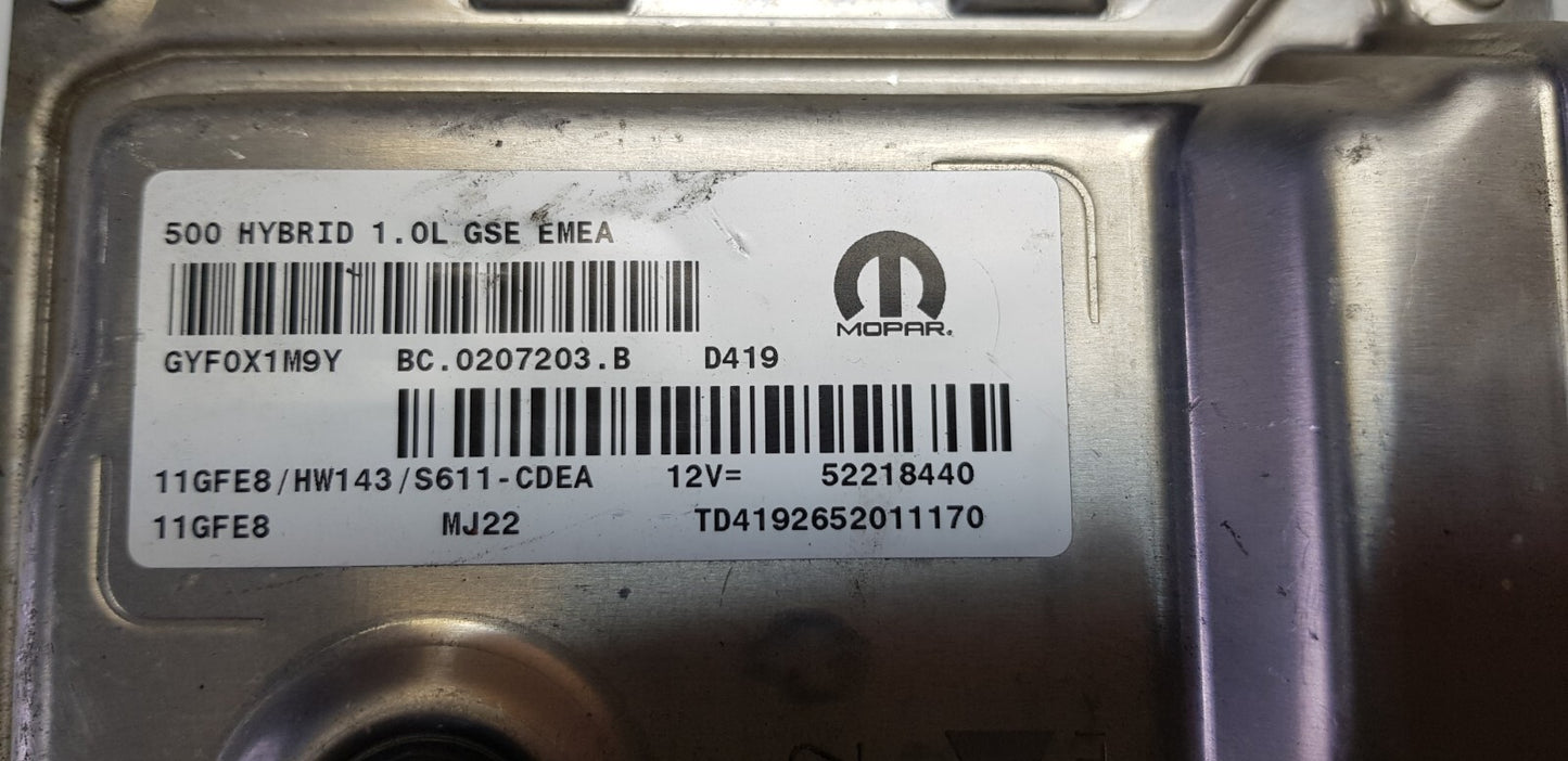 Fiat 500 Motorsteuergerät Steuergerät 52218440 11GFE8 HW143