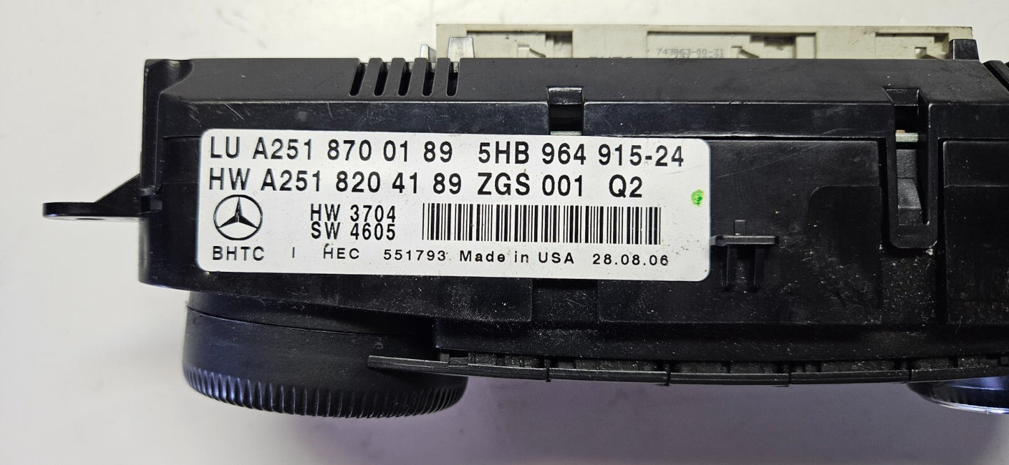 Mercedes R ML GL Klima Klimabedienteil Heizung A 2518700189 A 2518204189