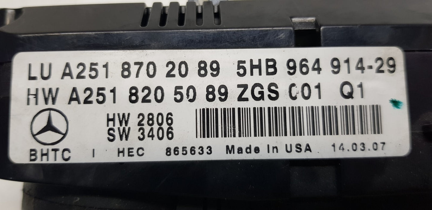 Mercedes W164 W251 Klimabedienteil A 2518702089 A 2518205089