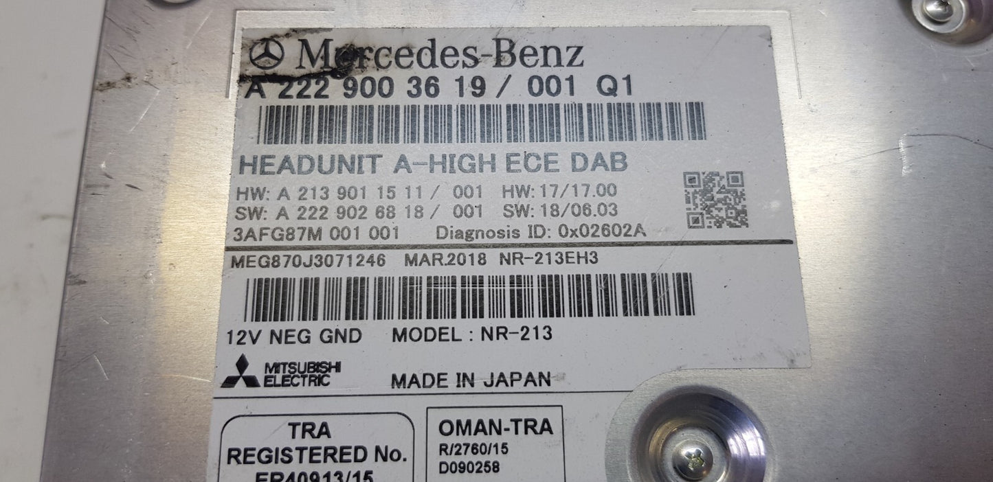 Mercedes W222 Headunit A-High Navigation A 2229003619 A 2139011511 mit PIN Code