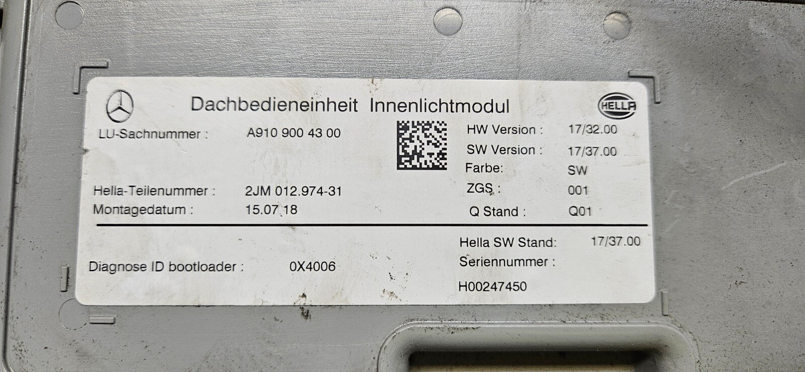 Mercedes Sprinter W907 Dachbedieneinheit A 9109004300 17/32.00 17/37.00