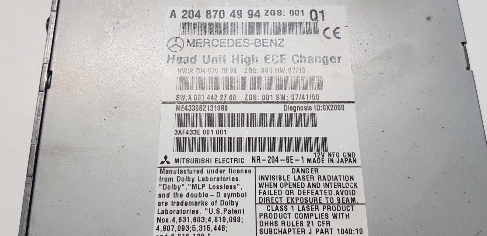 Mercedes W204 Headunit Comand Navigation A 2048704994 A 2048707590 mit PIN Code