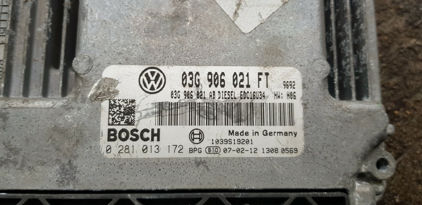 VW Motorsteuergerät Steuergerät 03G906021FT 0281013172 mit PIN CODE