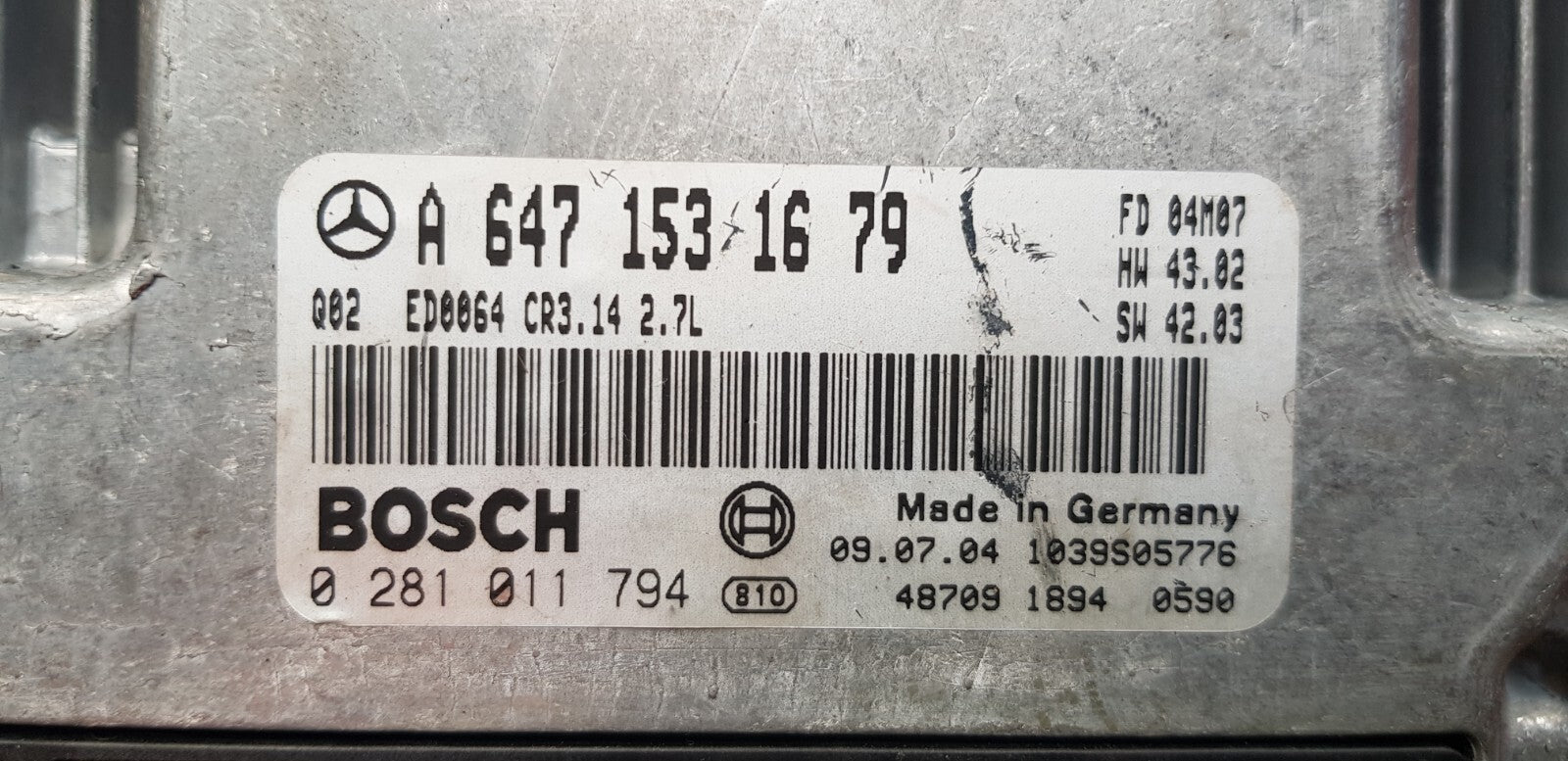 Mercedes Motorsteuergerät Steuergerät A 6471531679 0281011794 zurückgesetzt