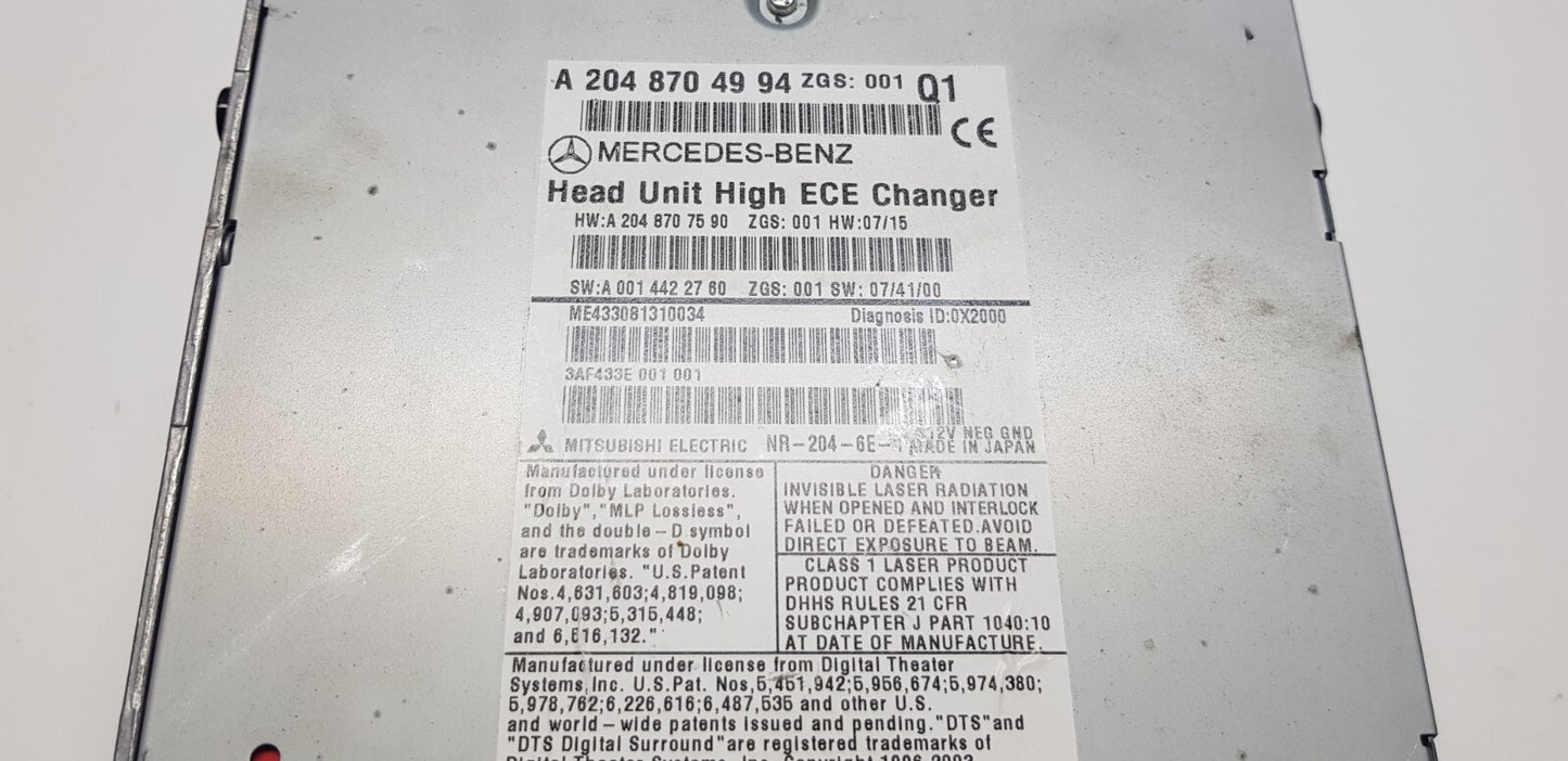 Mercedes W204 Headunit Comand Navigation A 2048704994 A 2048707590 mit PIN Code