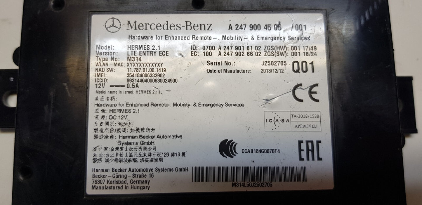 Mercedes Steuergerät A 2479004505 A 2479016102