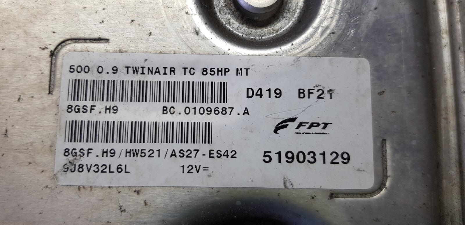 Fiat 500 Motorsteuergerät Steuergerät 51903129 8GSF.H9 HW521 PLUG & PLAY