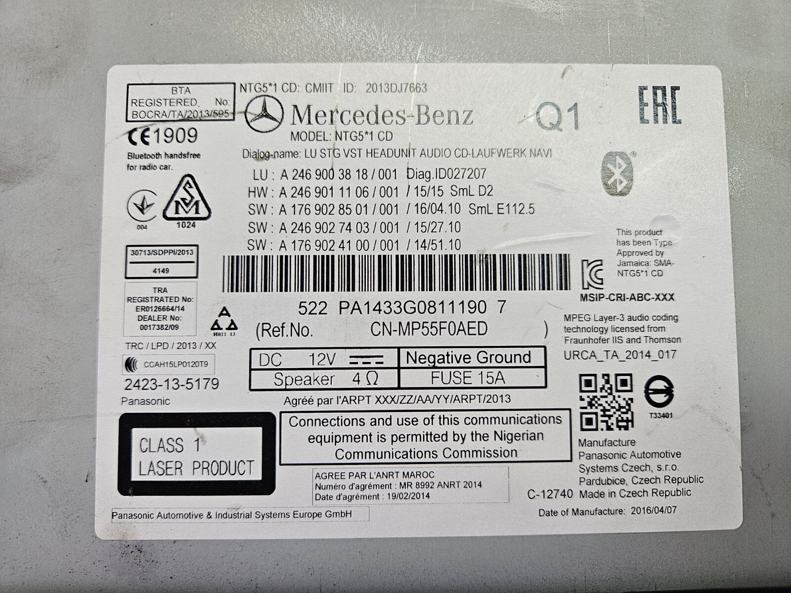 Mercedes Headunit Navigationssystem Navi Radio GPS A 2469003818 mit PIN Code ♻️