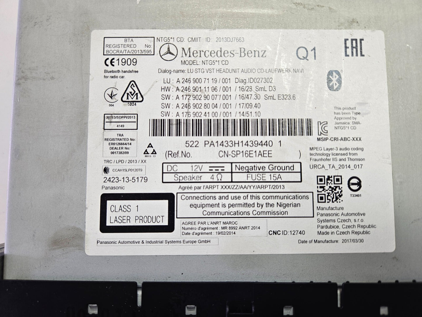 Mercedes Headunit Navigationssystem Navi Radio GPS A 2469007119 mit PIN Code ♻️