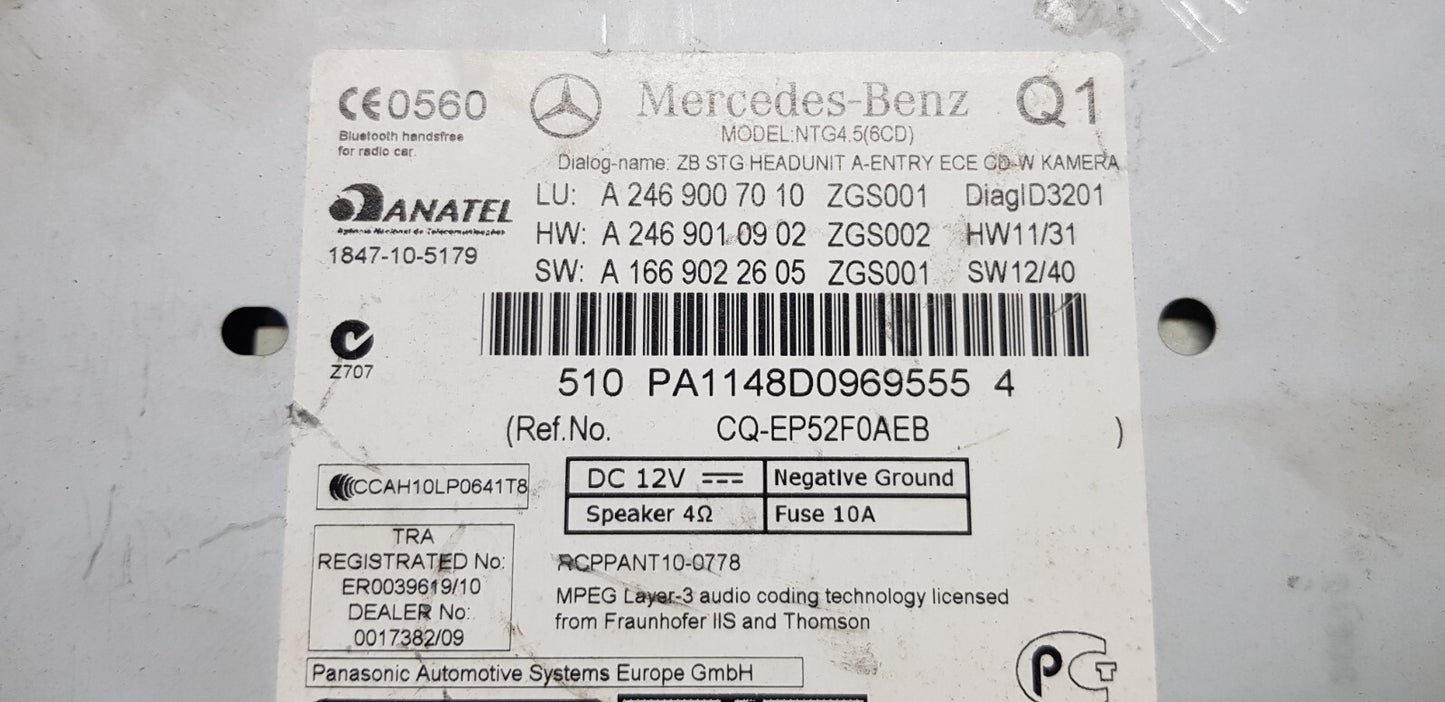 Mercedes Headunit Comand Navigation A 2469007010 A 2469010902 mit PIN Code