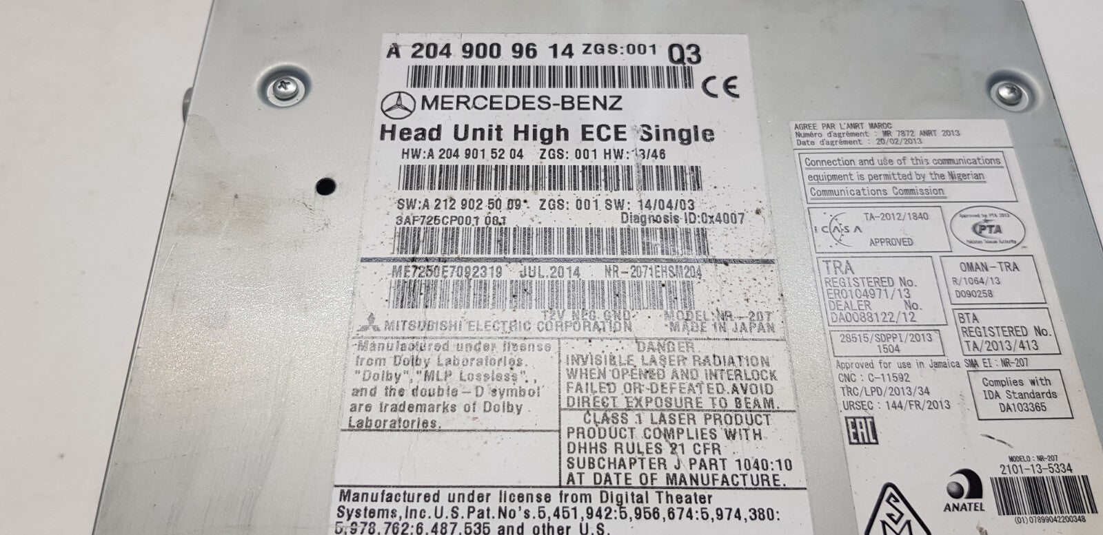 Mercedes W204 Headunit Navigation Comand A 2049009614 A 2049015204 mit PIN Code