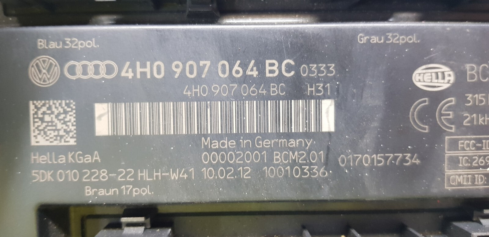 Audi Komfortsystem BCM2 Steuergerät 4H0907064BC
