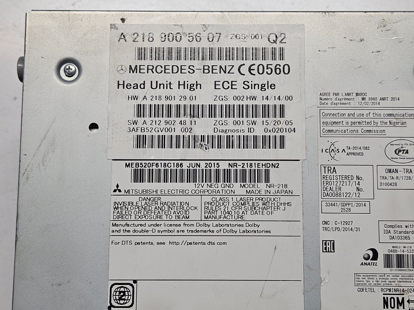 Mercedes E CLS Headunit Navigationssystem Radio A 2189005607 mit PIN Code ♻️