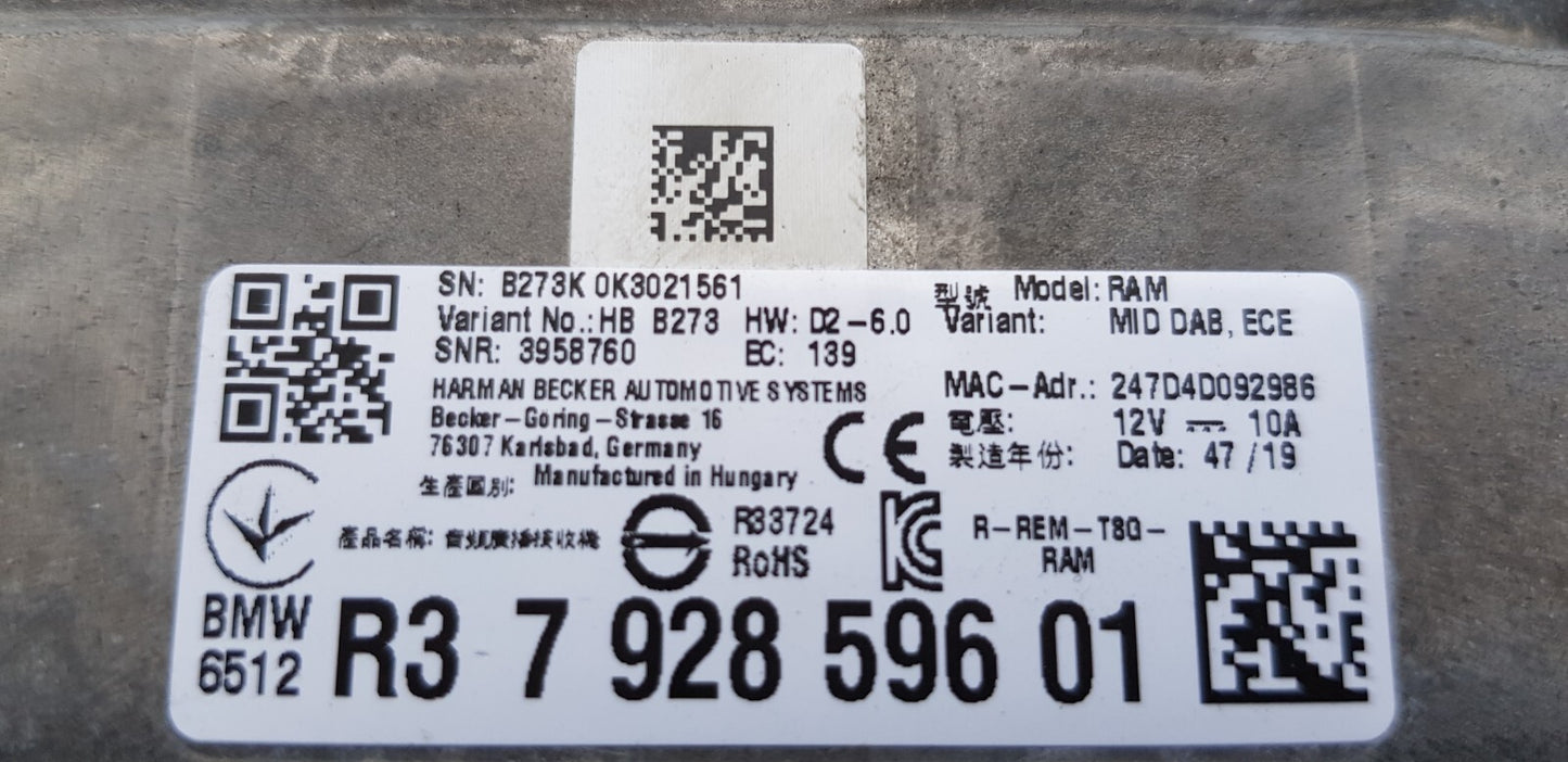 BMW Verstärker Steuergerät 6512 R3 7928596 01