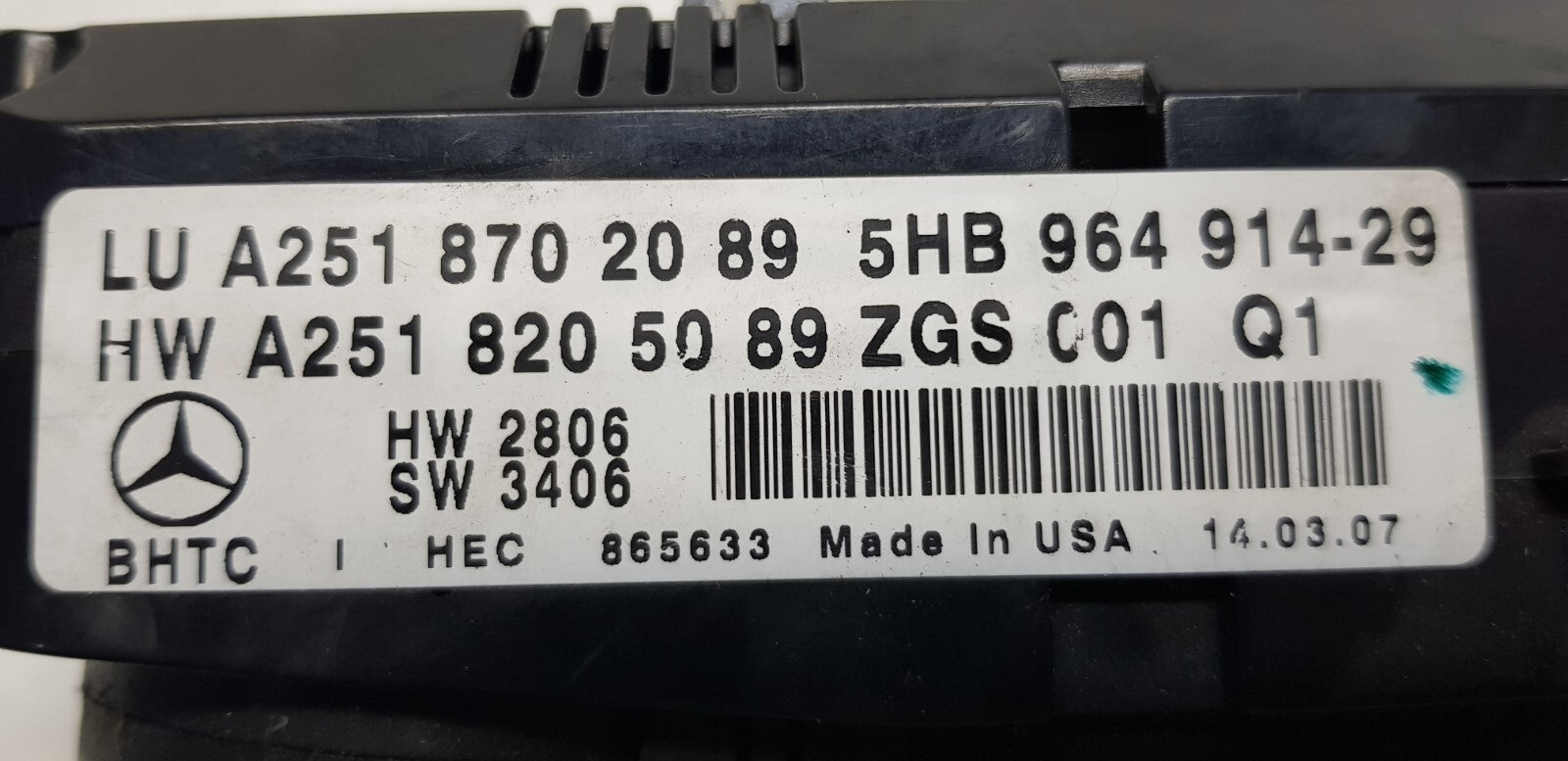 Mercedes W164 W251 Klimabedienteil A 2518702089 A 2518205089