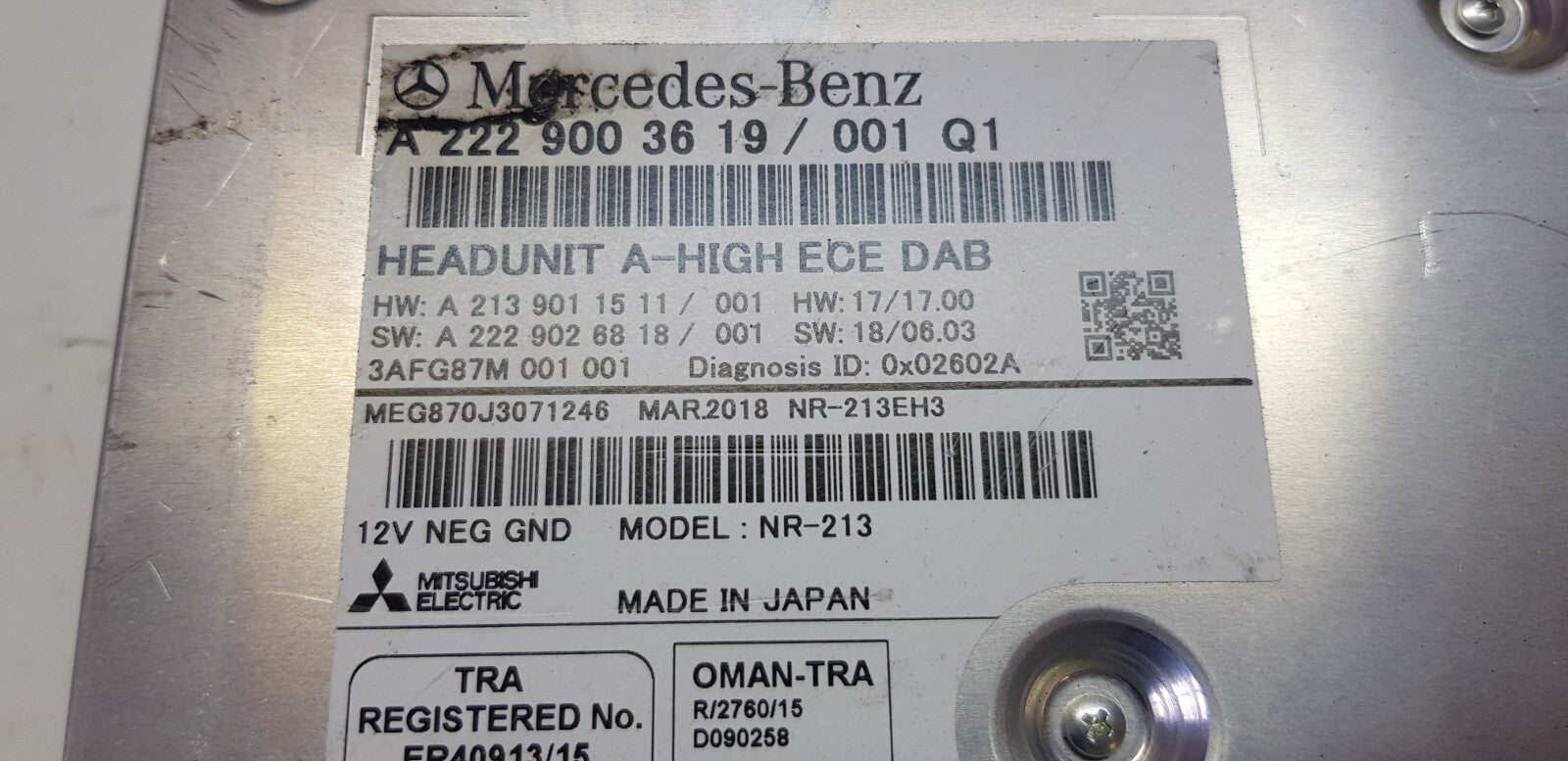 Mercedes W222 Headunit A-High Navigation A 2229003619 A 2139011511 mit PIN Code