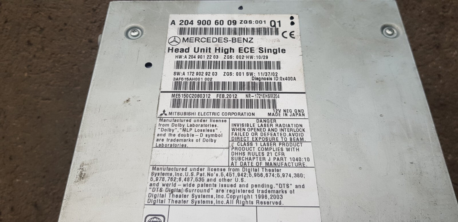 Mercedes W204 Headunit Navigationssystem A 2049006009 A 2049012203 mit PIN Code