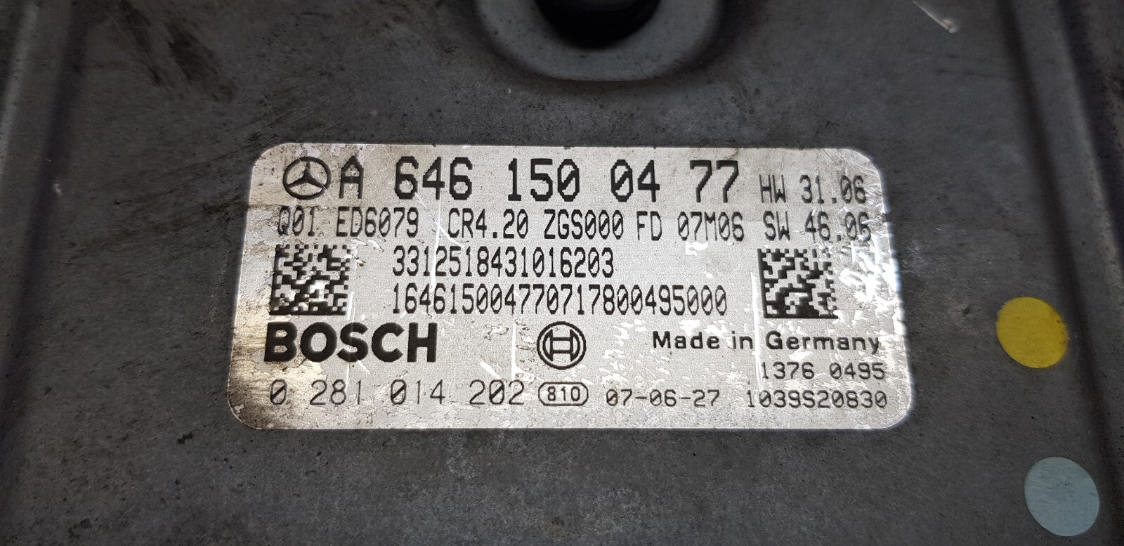 Mercedes Sprinter W906 Motorsteuergerät Steuergerät A 6461500477 0281014202 ♻️