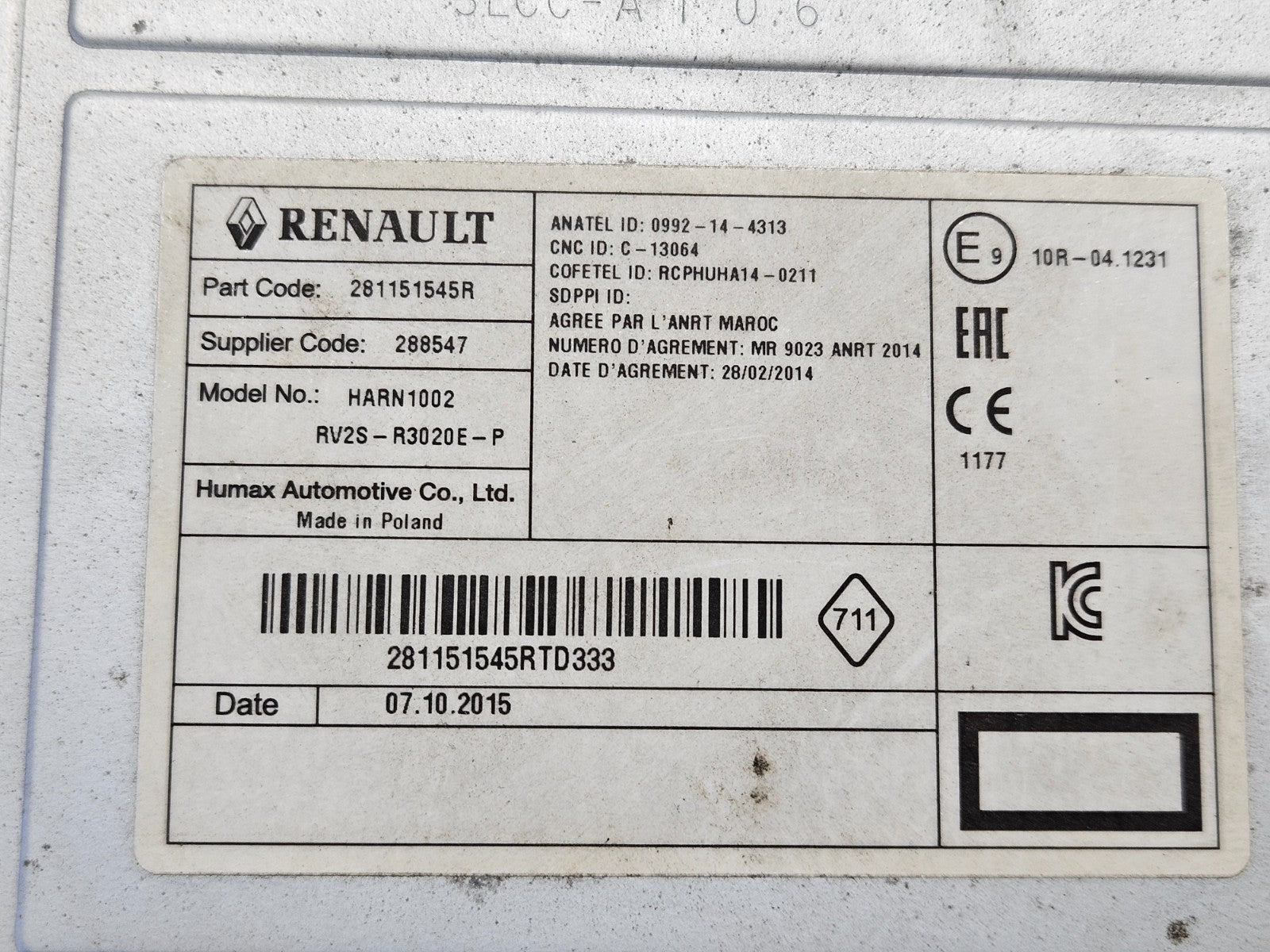 Mercedes Renault Radio Headunit Audiosystem 281151545R ♻️