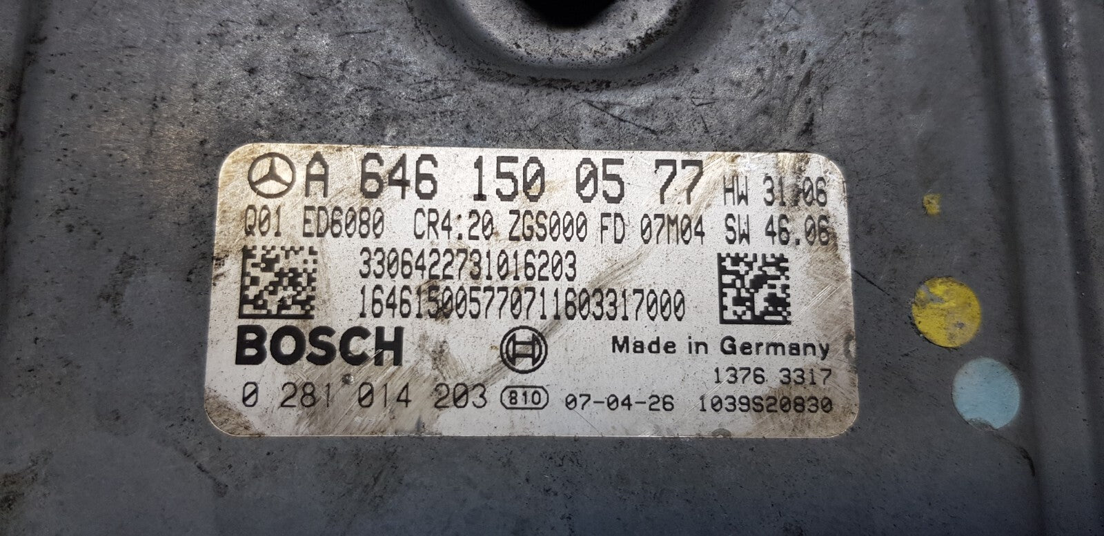 Mercedes Motorsteuergerät Steuergerät A 6461500577 0281014203 zurückgesetzt