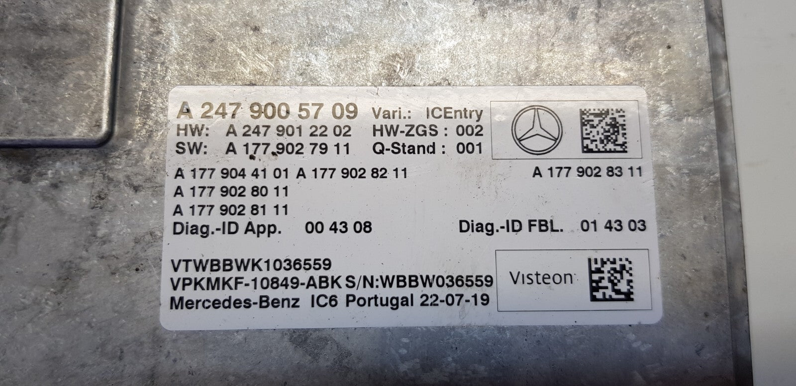Mercedes W177 W247 Steuergerät A 2479005709 A 2479012202