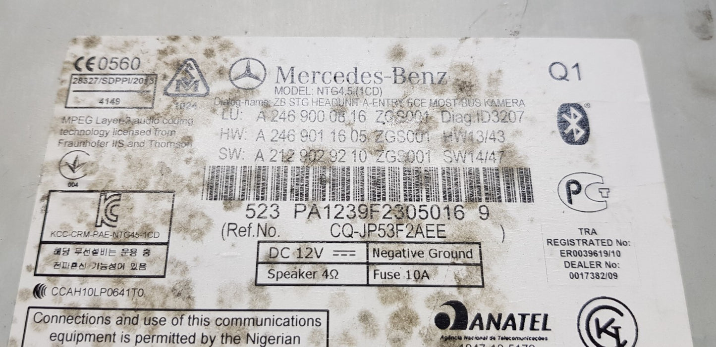 Mercedes Headunit Comand Navigation Radio A 2469000816 mit PIN Code ♻️