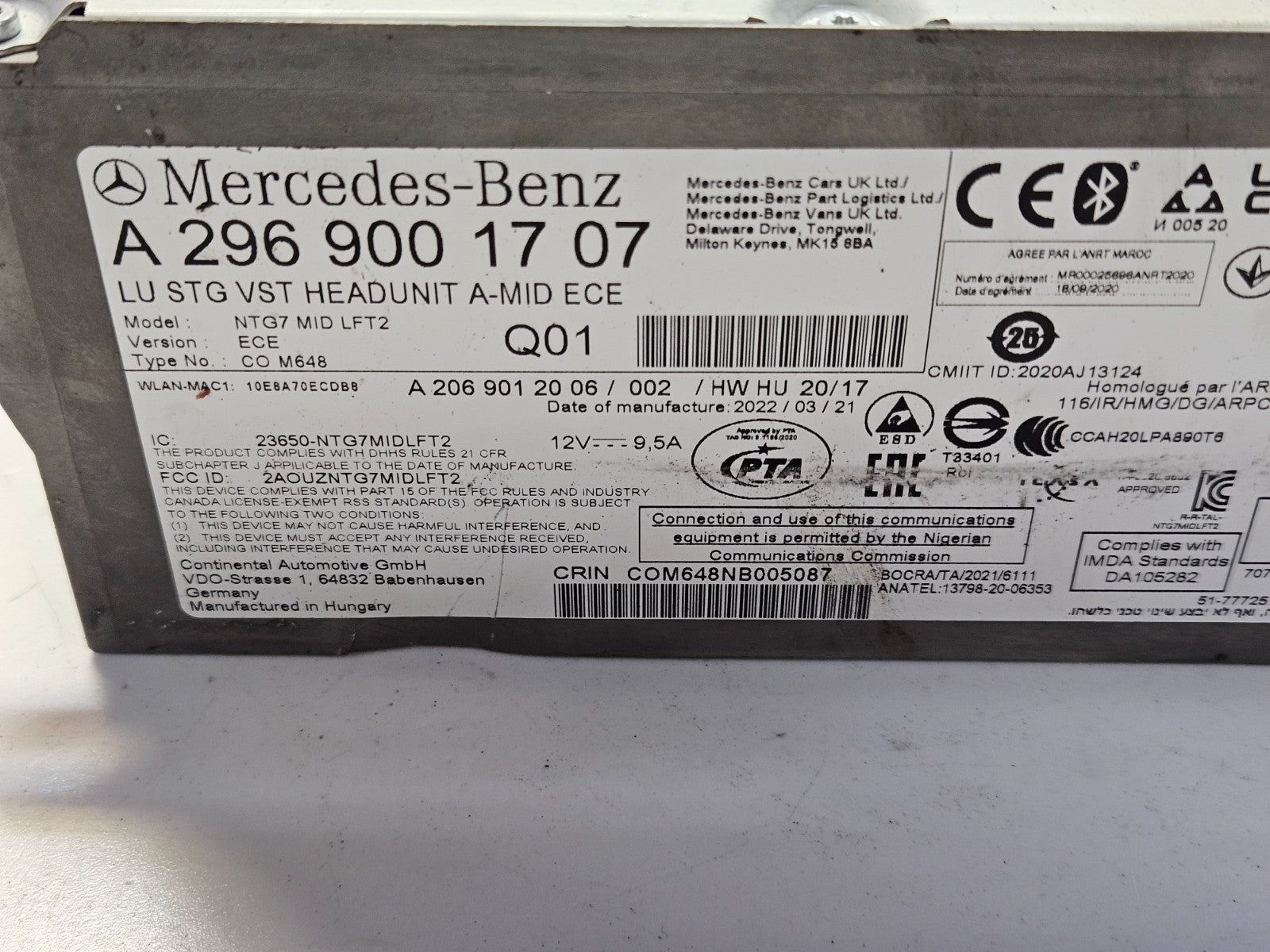 Mercedes Navigationssystem Navi Headunit GPS A 2969001707 mit PIN Code ♻️