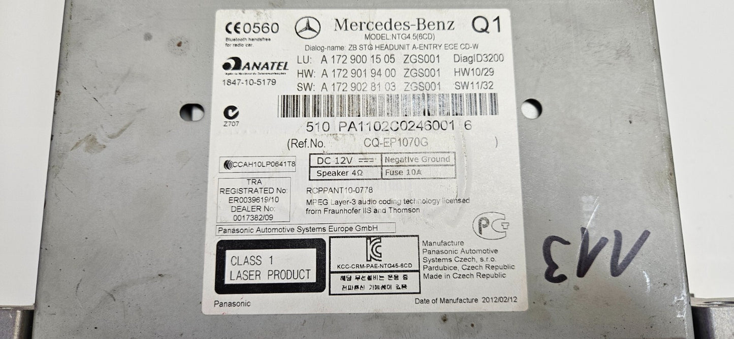 Mercedes SLK Headunit Comand Navigation A 1729001505 A 1729019400 mit PIN Code