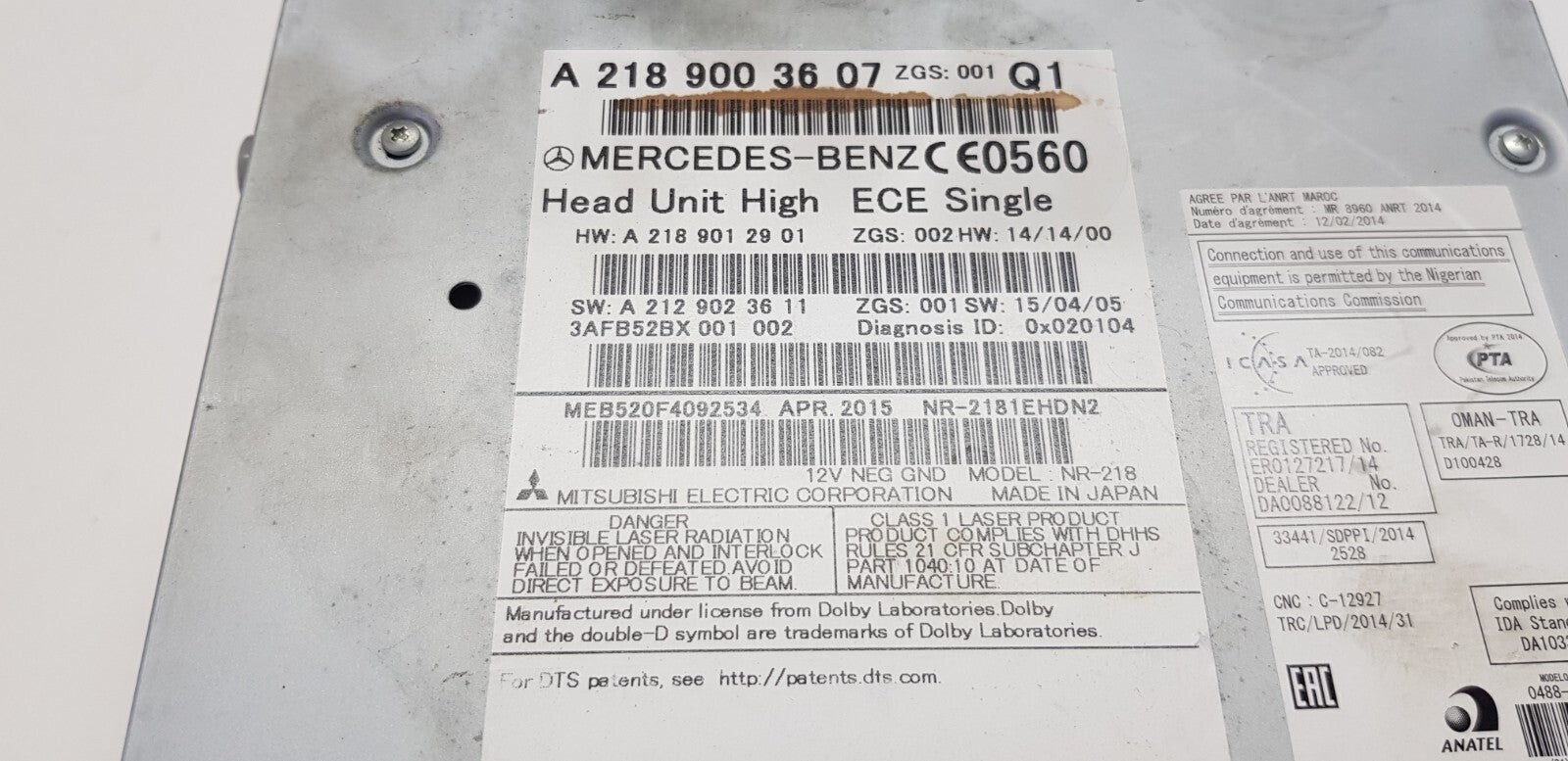 Mercedes Headunit Navigation Radio Comand A 2189003607 A 2189012901 mit PIN Code