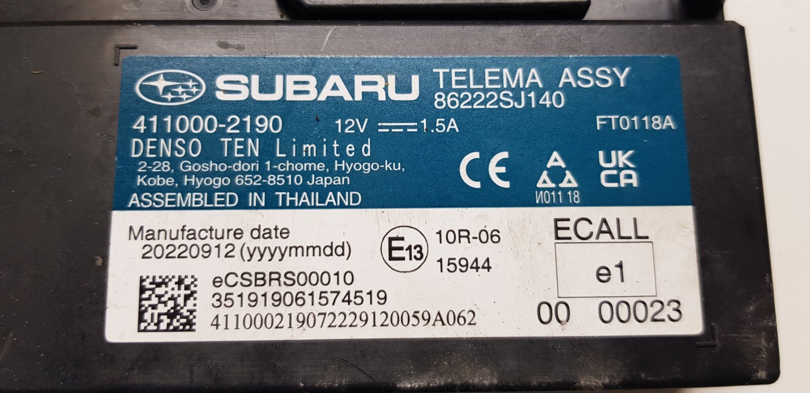 Subaru Telema Assy Steuergerät 411000-2190 86222SJ140