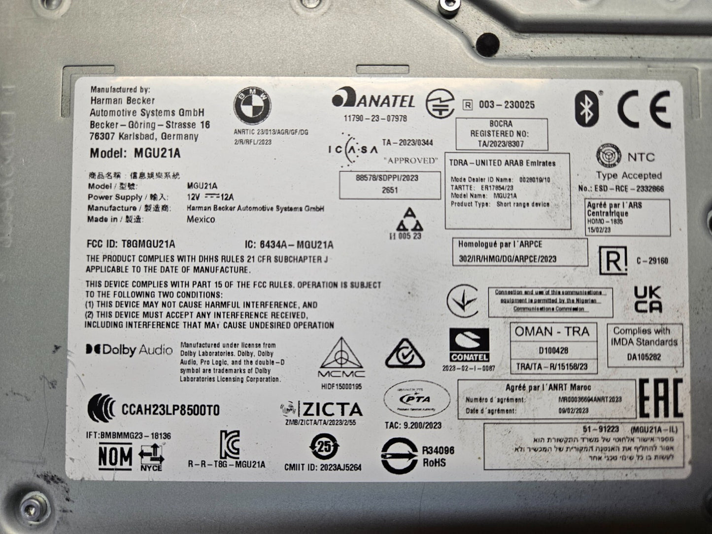 BMW Navigationssystem Headunit Harman MGU21A 6512 5B4AFB0 01 ♻️