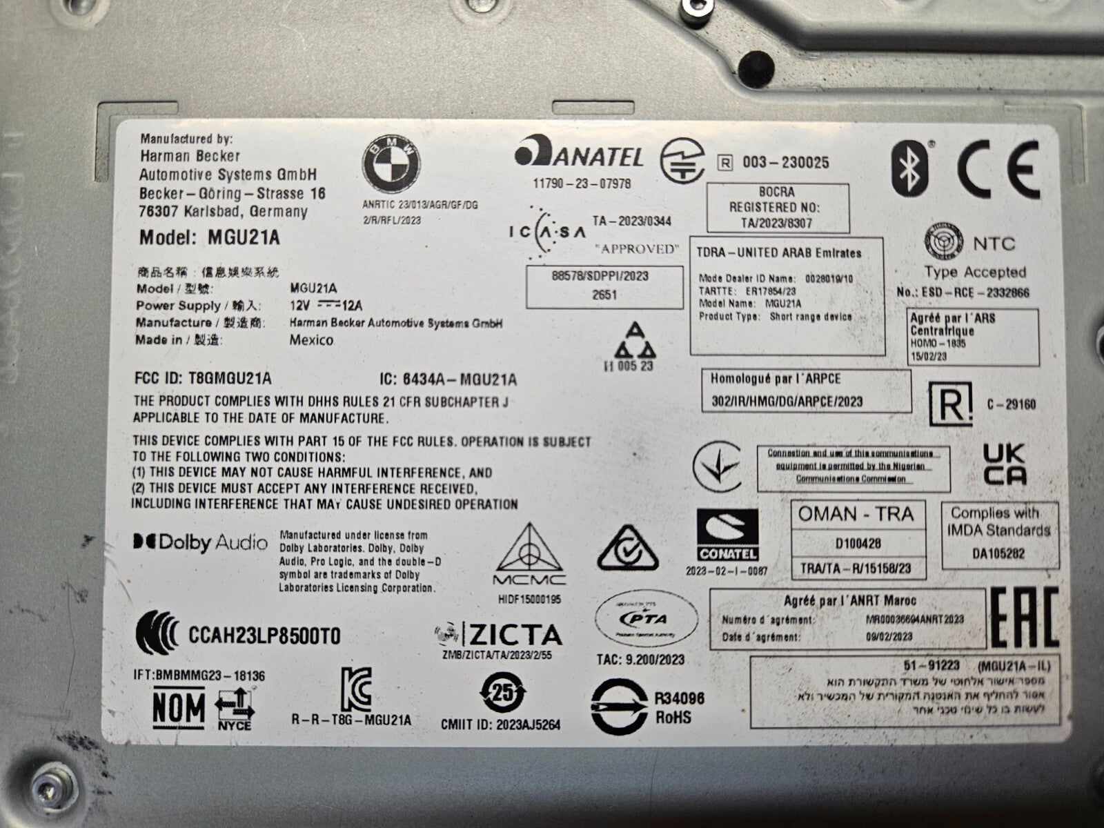 BMW Navigationssystem Headunit Harman MGU21A 6512 5B4AFB0 01 ♻️