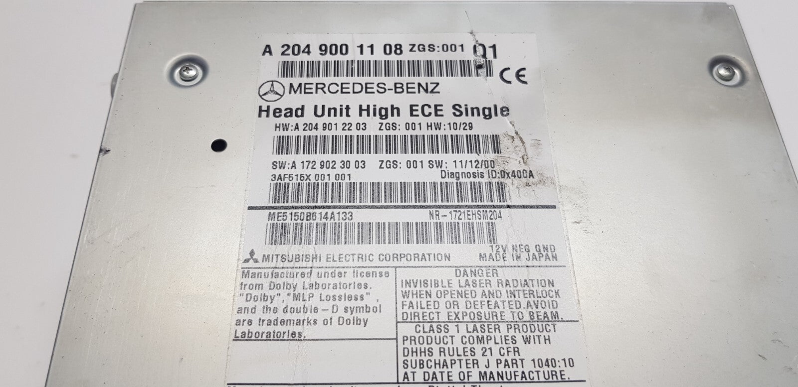 Mercedes W204 Headunit Comand Navigation A 2049001108 A 2049012203 mit PIN Code
